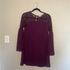 Charlotte Russe Burgundy Colored Dress with Bell Sleeves